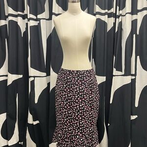 Oscar by Oscar de la Renta Black and Pink Floral Pencil Skirt 10 EUC